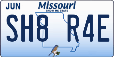 MO license plate SH8R4E