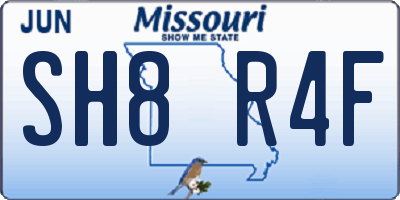 MO license plate SH8R4F