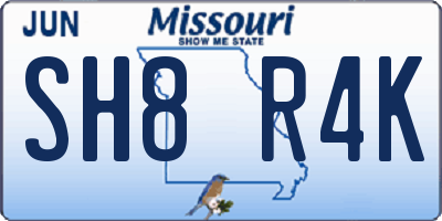 MO license plate SH8R4K