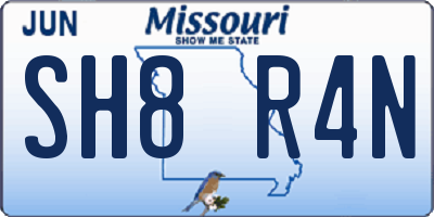 MO license plate SH8R4N