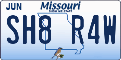 MO license plate SH8R4W