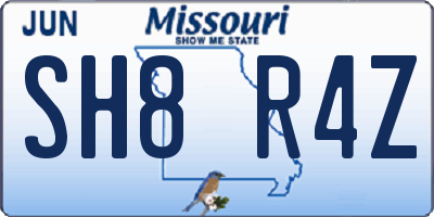 MO license plate SH8R4Z