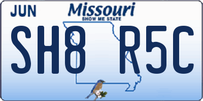 MO license plate SH8R5C