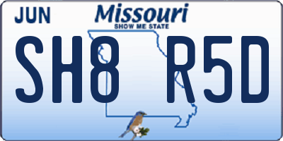 MO license plate SH8R5D