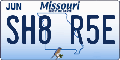 MO license plate SH8R5E