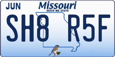MO license plate SH8R5F
