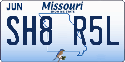 MO license plate SH8R5L