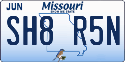 MO license plate SH8R5N