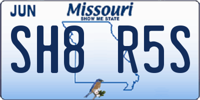 MO license plate SH8R5S