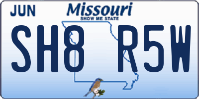 MO license plate SH8R5W