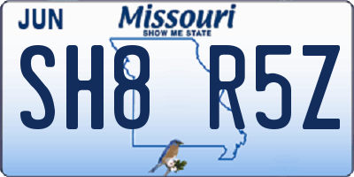 MO license plate SH8R5Z