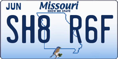 MO license plate SH8R6F