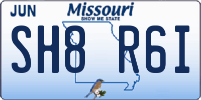 MO license plate SH8R6I