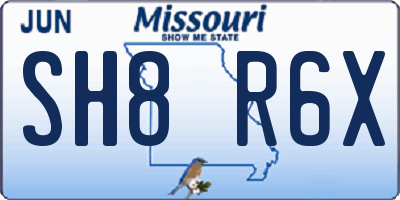 MO license plate SH8R6X