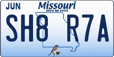 MO license plate SH8R7A