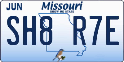 MO license plate SH8R7E