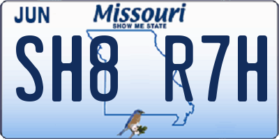 MO license plate SH8R7H