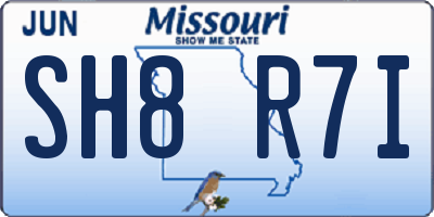MO license plate SH8R7I