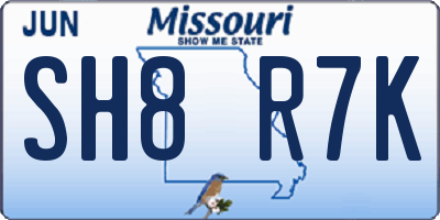 MO license plate SH8R7K