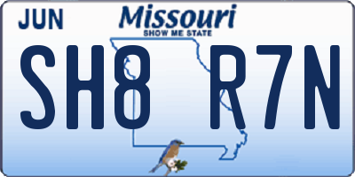 MO license plate SH8R7N