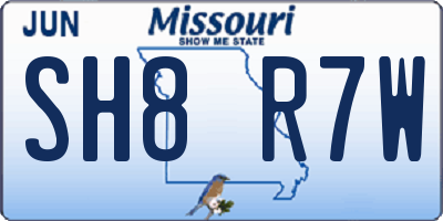 MO license plate SH8R7W
