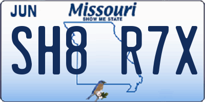 MO license plate SH8R7X