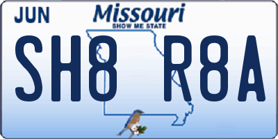 MO license plate SH8R8A