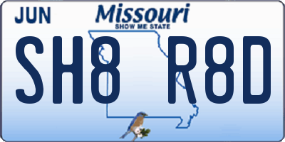 MO license plate SH8R8D