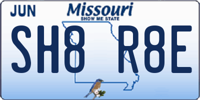 MO license plate SH8R8E