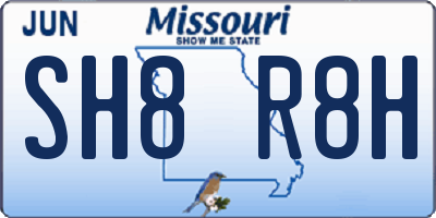 MO license plate SH8R8H