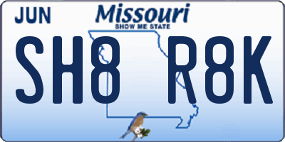 MO license plate SH8R8K
