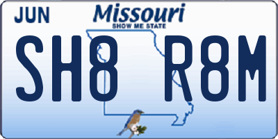 MO license plate SH8R8M