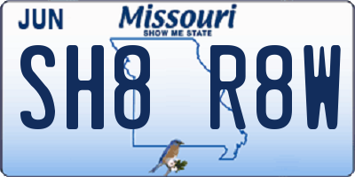 MO license plate SH8R8W