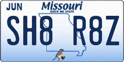 MO license plate SH8R8Z