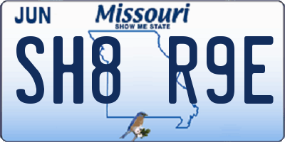 MO license plate SH8R9E