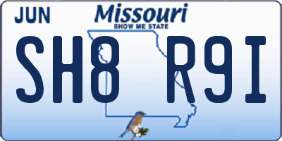 MO license plate SH8R9I