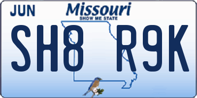 MO license plate SH8R9K