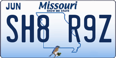 MO license plate SH8R9Z