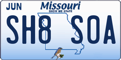 MO license plate SH8S0A
