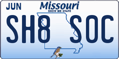 MO license plate SH8S0C