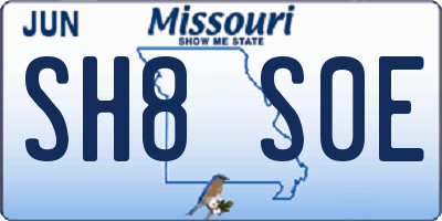 MO license plate SH8S0E