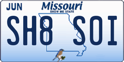 MO license plate SH8S0I