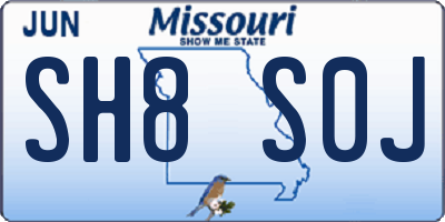MO license plate SH8S0J