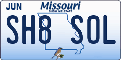 MO license plate SH8S0L
