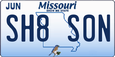 MO license plate SH8S0N