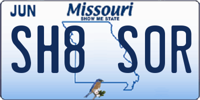 MO license plate SH8S0R
