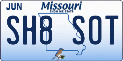 MO license plate SH8S0T