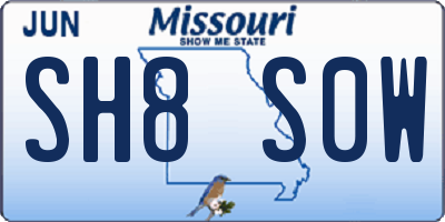 MO license plate SH8S0W