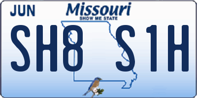MO license plate SH8S1H