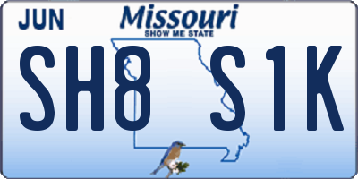 MO license plate SH8S1K